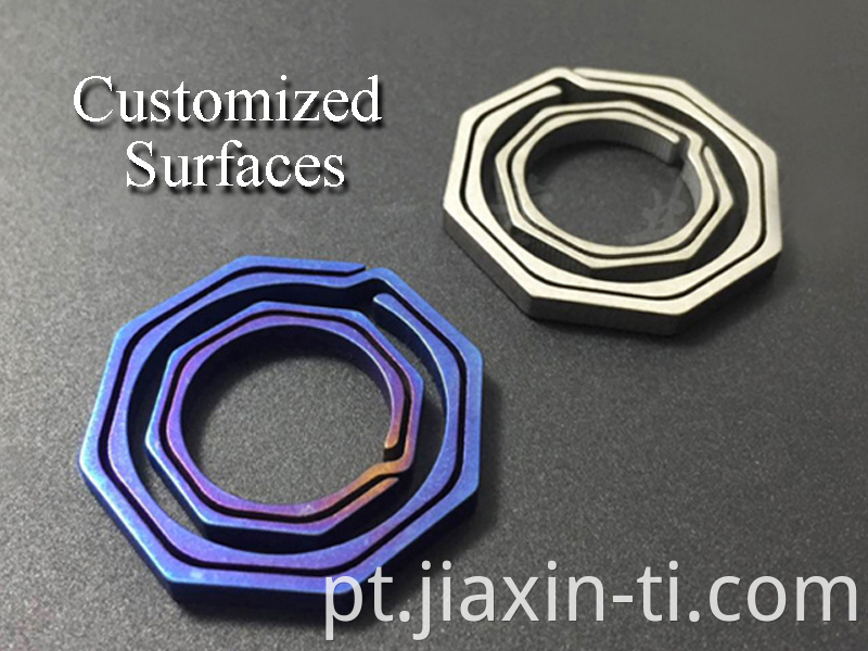 Porta-chaves de metal personalizado de anel octogonal de titânio portátil de alta resistência
